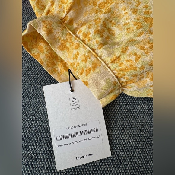 Reformation Naira Yellow Floral Dress NWT sz 8 Golden Meadow - Picture 5 of 10